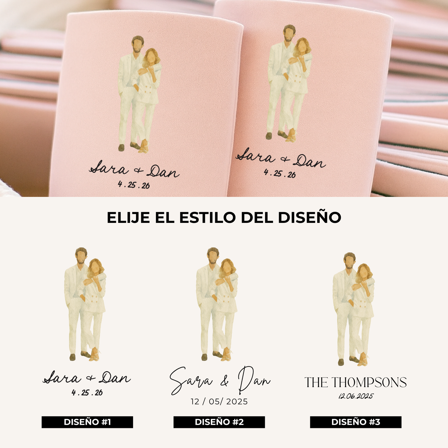 Fundas para latas personalizadas con retrato ilustrado