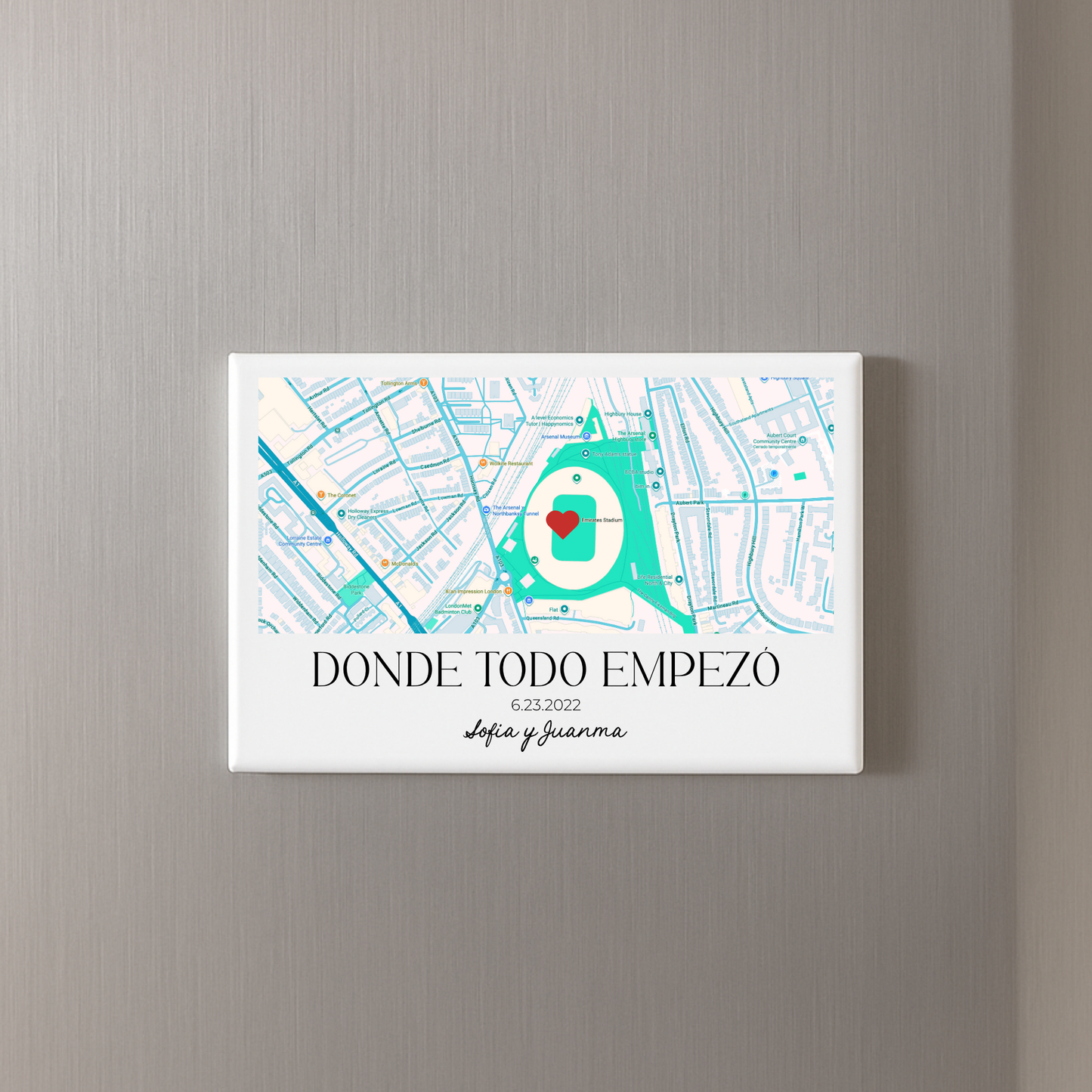 Imán de Mapa Personalizado de Nuestra Primera Cita