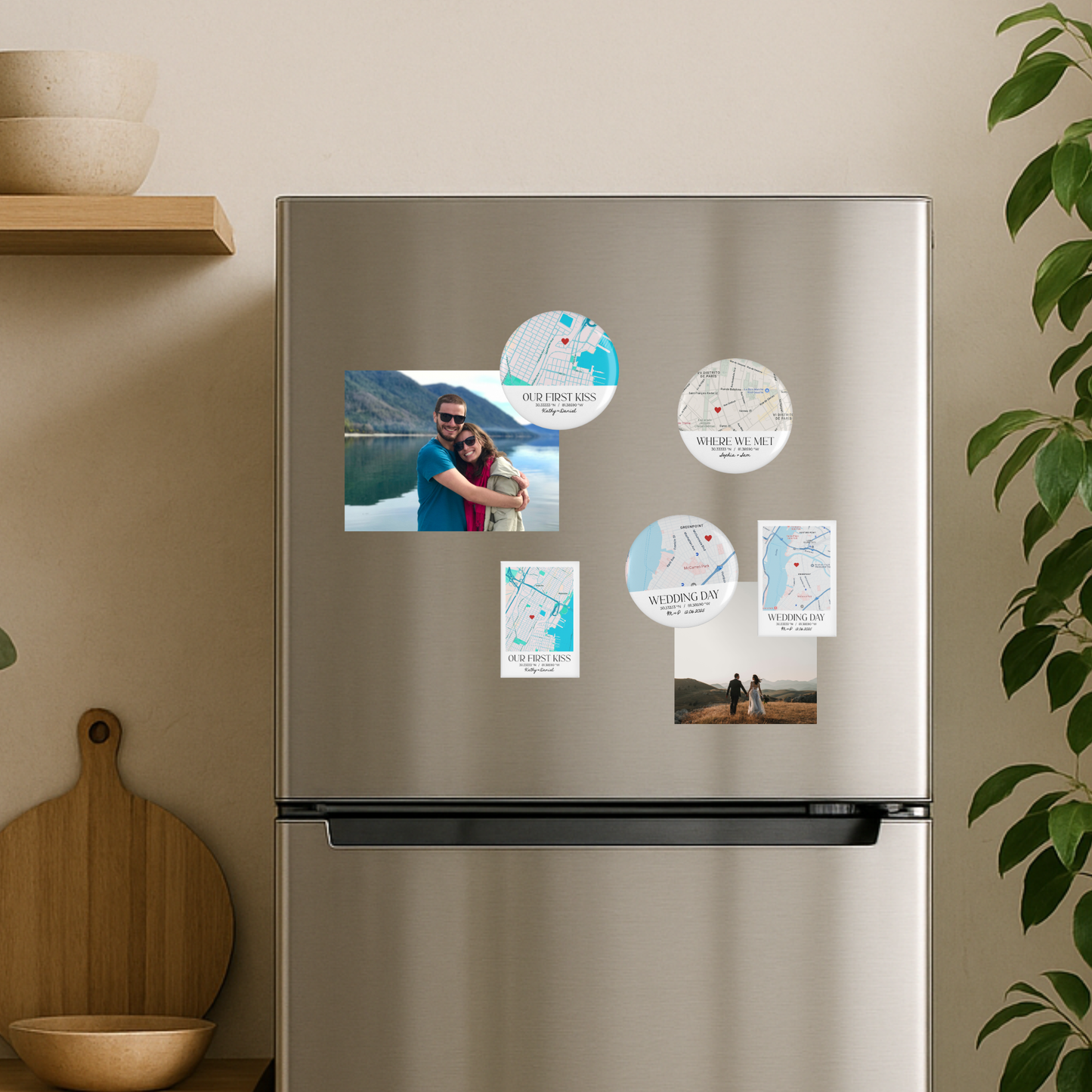 Imán de Mapa Personalizado de Nuestra Primera Cita