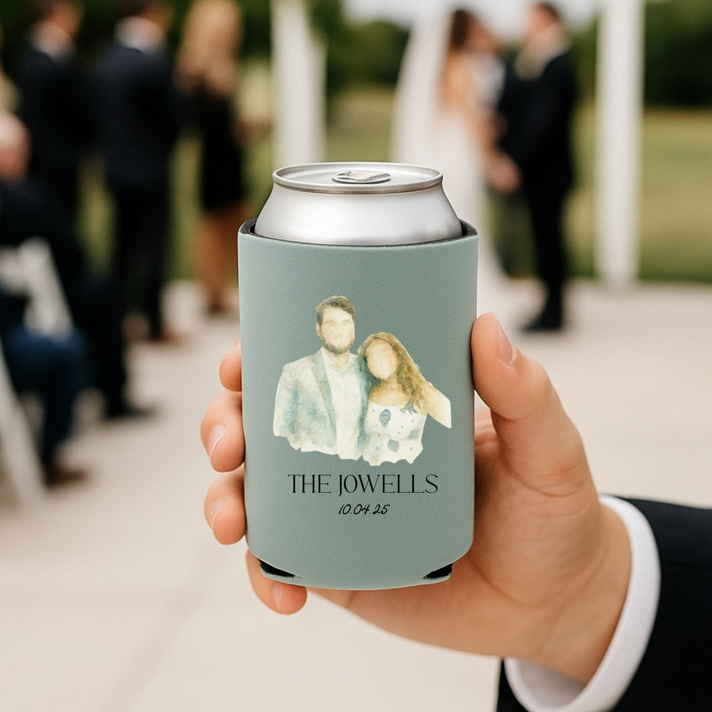 Fundas para latas personalizadas con retrato ilustrado