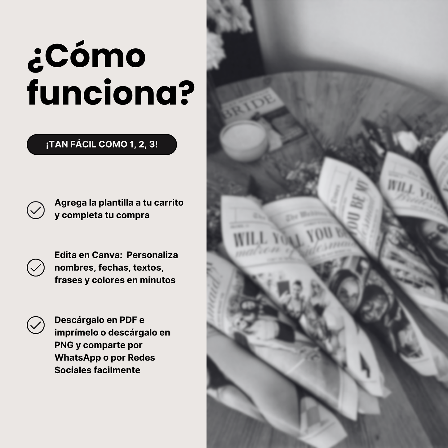 Periódico de Propuesta para Testigo de Boda / Dama de Honor – Plantilla Personalizable
