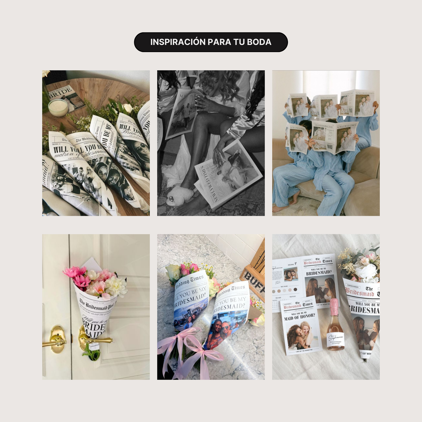 Periódico de Propuesta para Testigo de Boda / Dama de Honor – Plantilla Personalizable