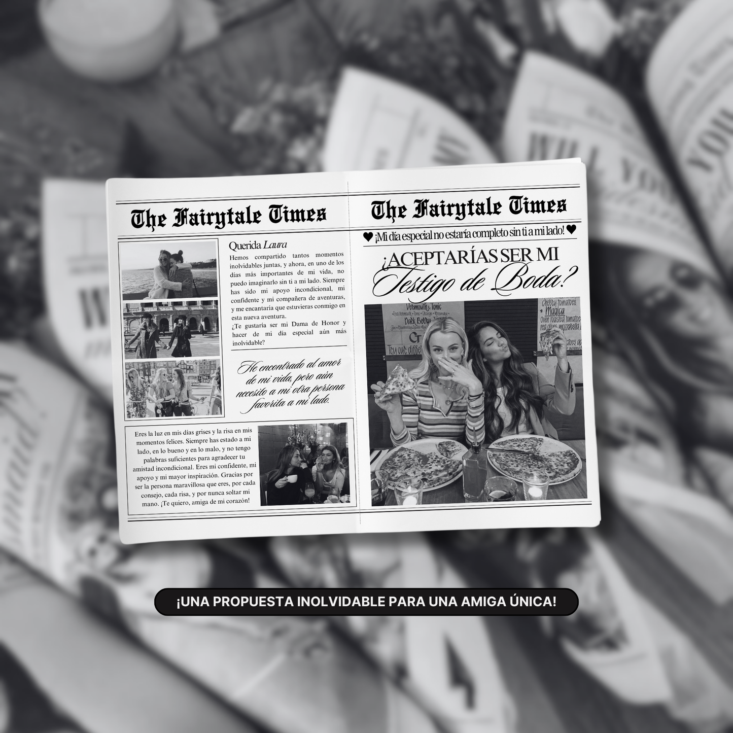 Periódico de Propuesta para Testigo de Boda / Dama de Honor – Plantilla Personalizable