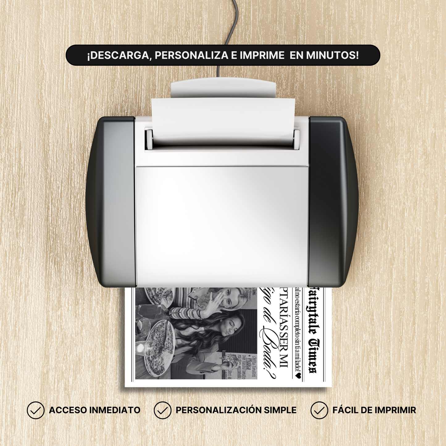 Periódico de Propuesta para Testigo de Boda / Dama de Honor – Plantilla Personalizable