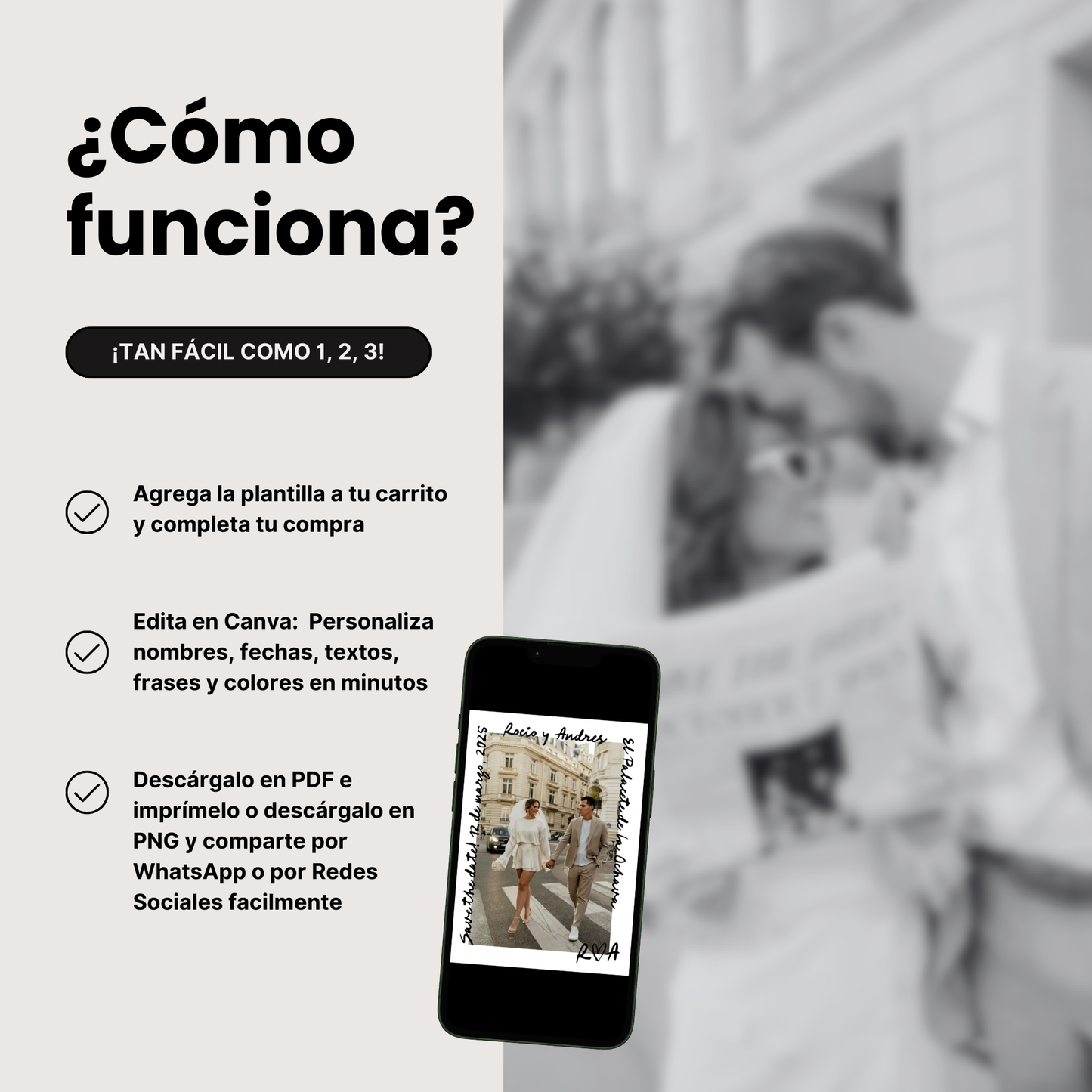 Tarjeta 'Save the Date' - Plantilla Personalizable en Canva