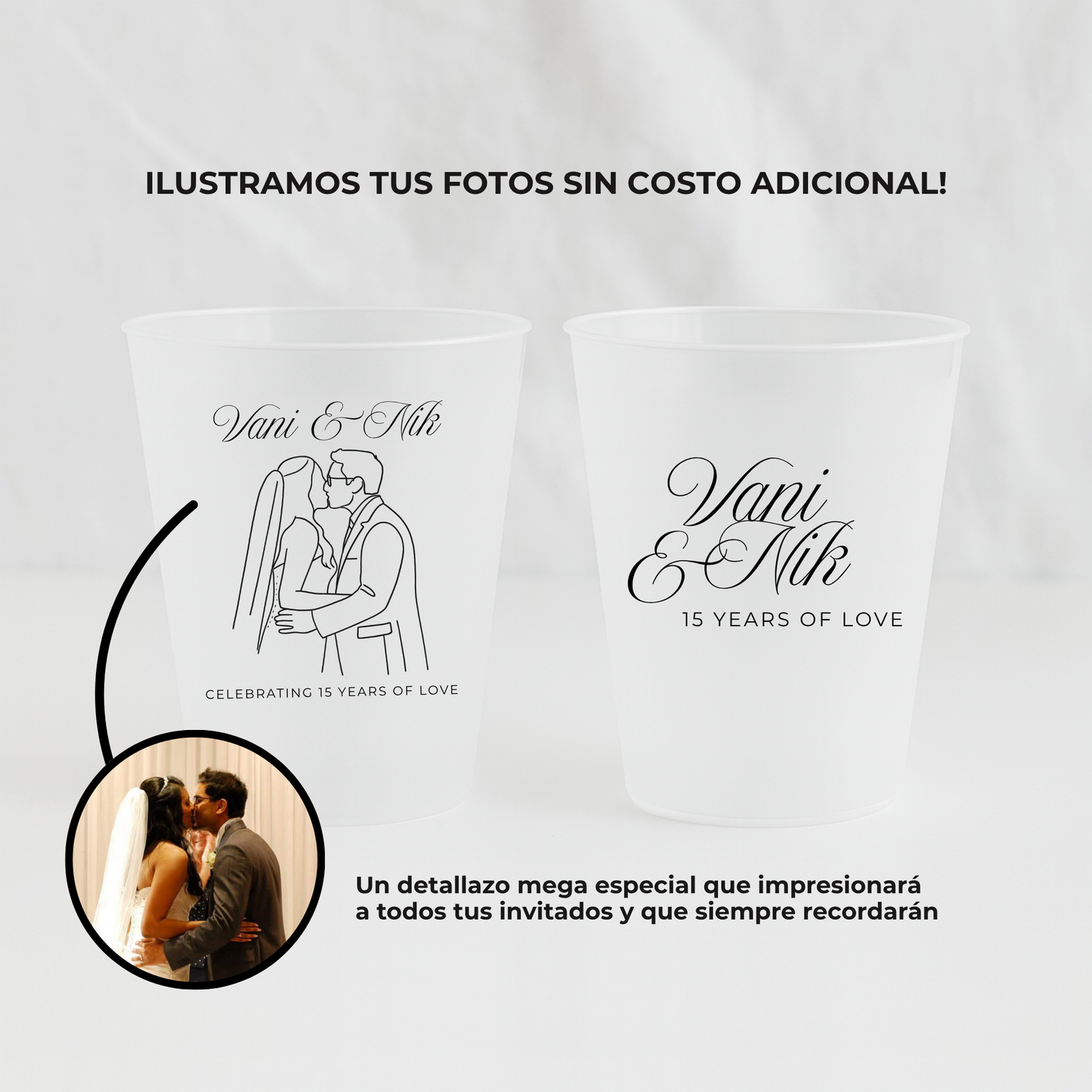 Vasos de plastico personalizados para bodas y eventos