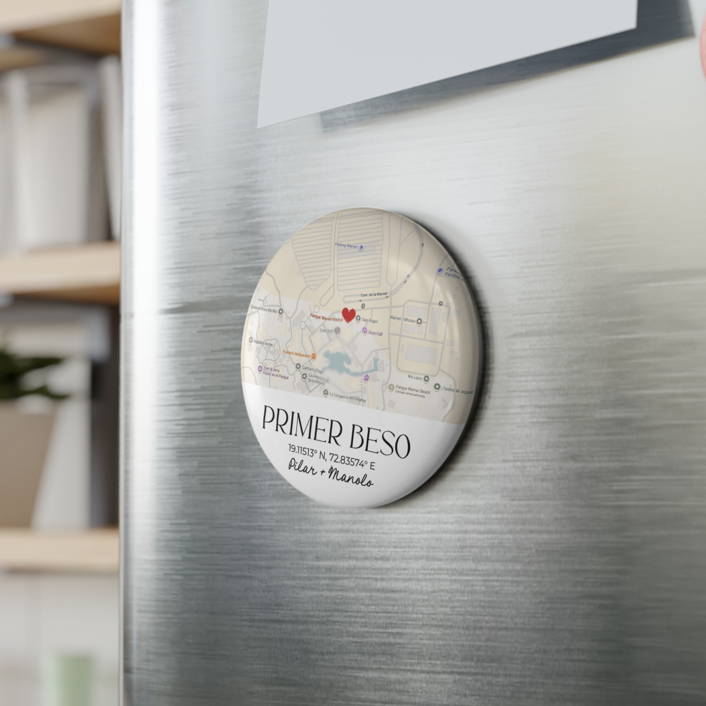 Imán de Mapa Personalizado de Nuestra Primera Cita