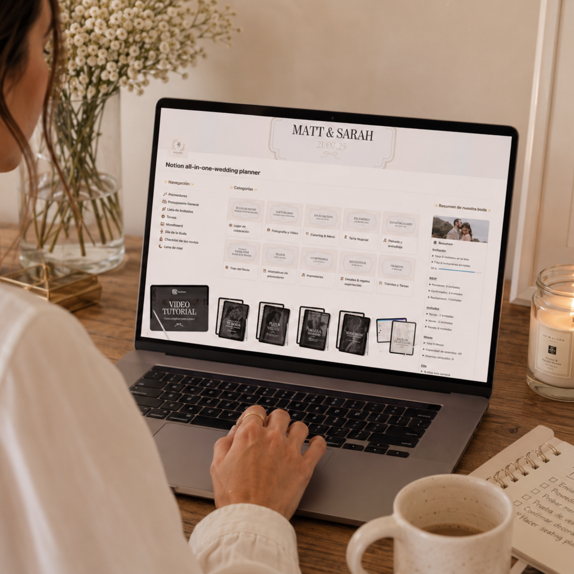 Bridebloom: Organizador de Boda en Notion + Canva