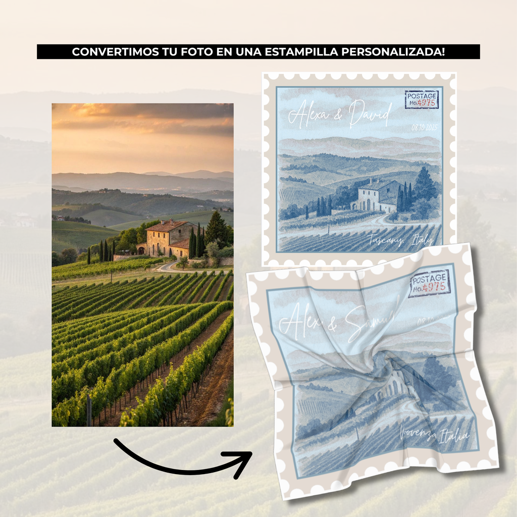 Pañuelos tipo estampilla postal