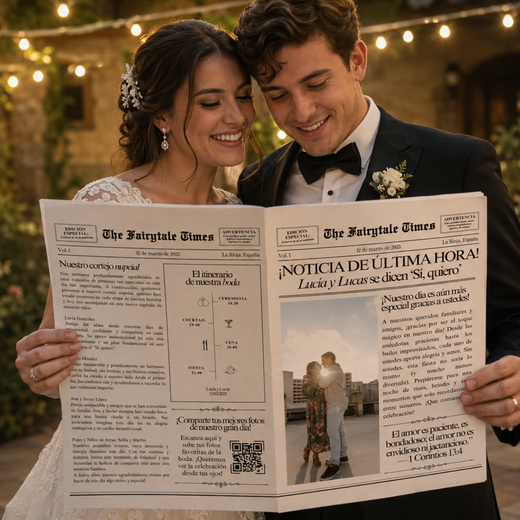 Periódico de Boda Personalizable en Canva
