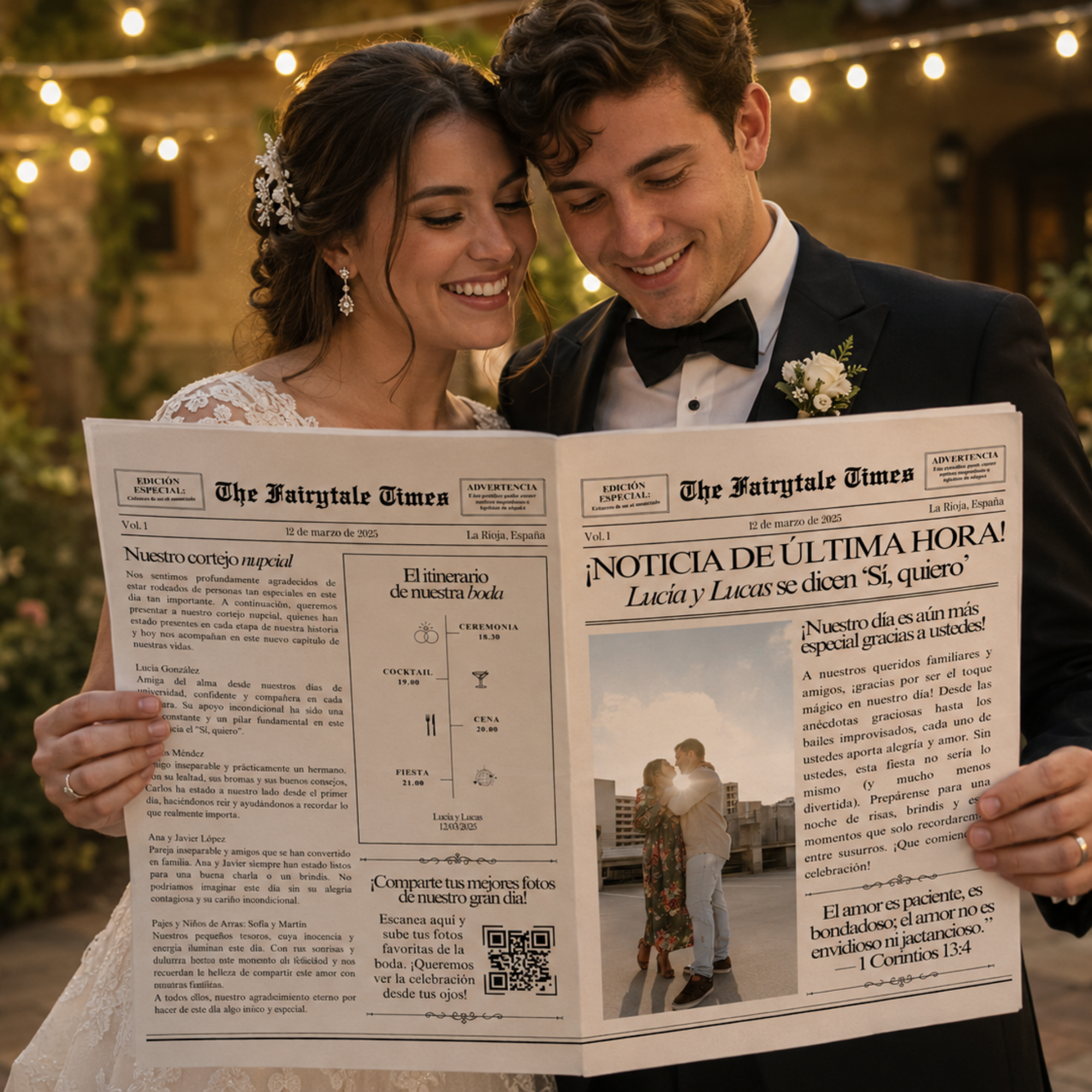Periódico de Boda Personalizable en Canva