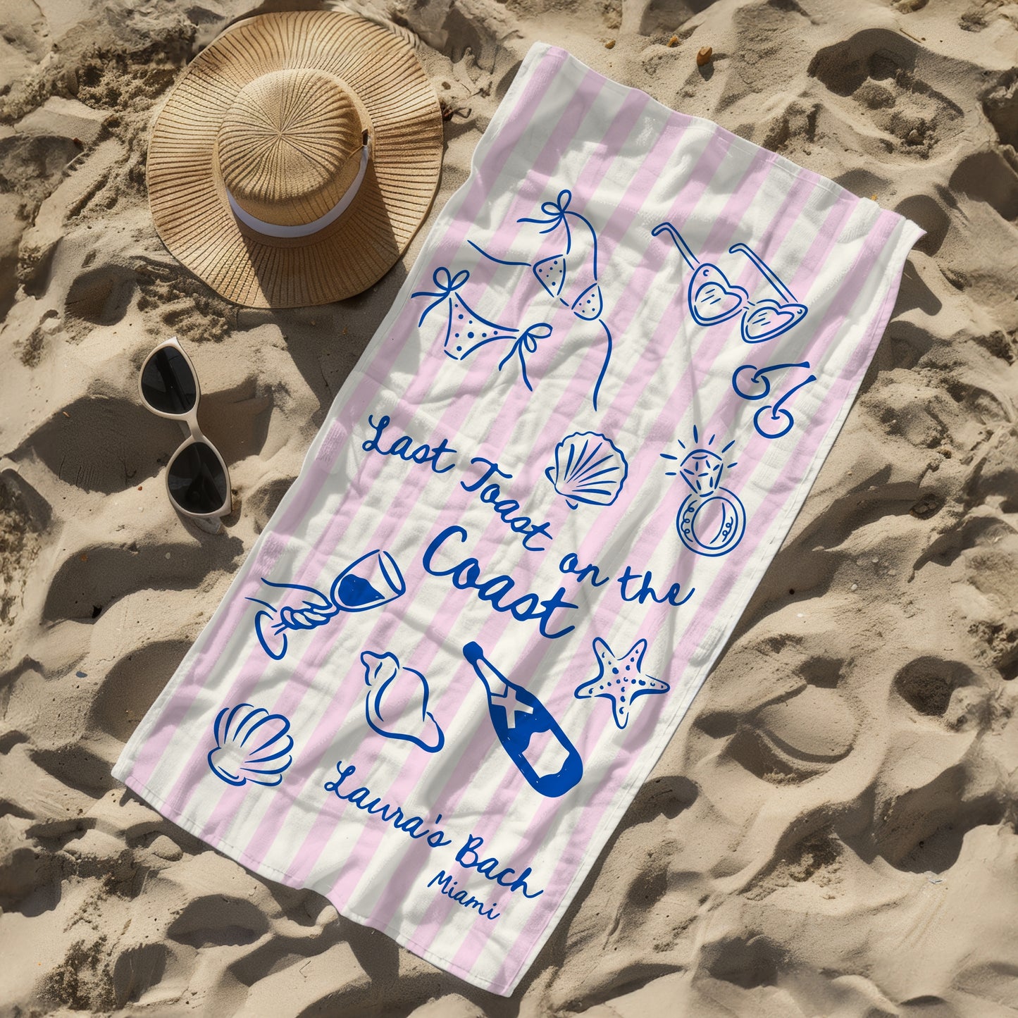 Toalla de Playa Personalizada – Last Toast on the Coast