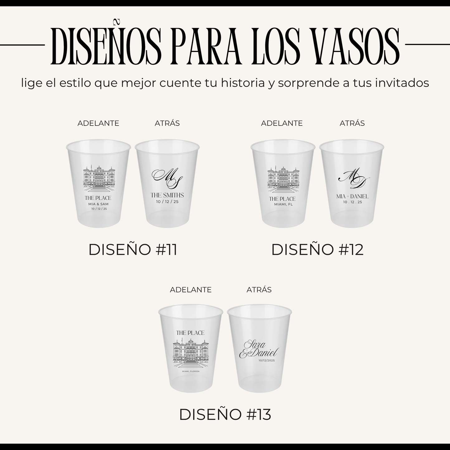 Vasos de plastico personalizados para bodas y eventos