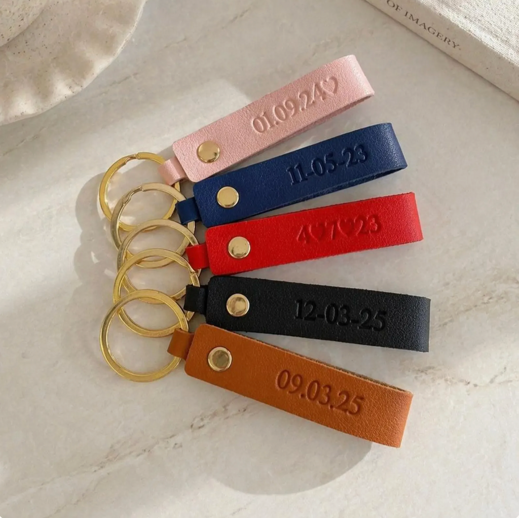 Llavero de Cuero Personalizado con Iniciales o Fecha