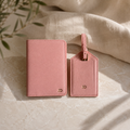 Set de viaje cuero rosa personalizado