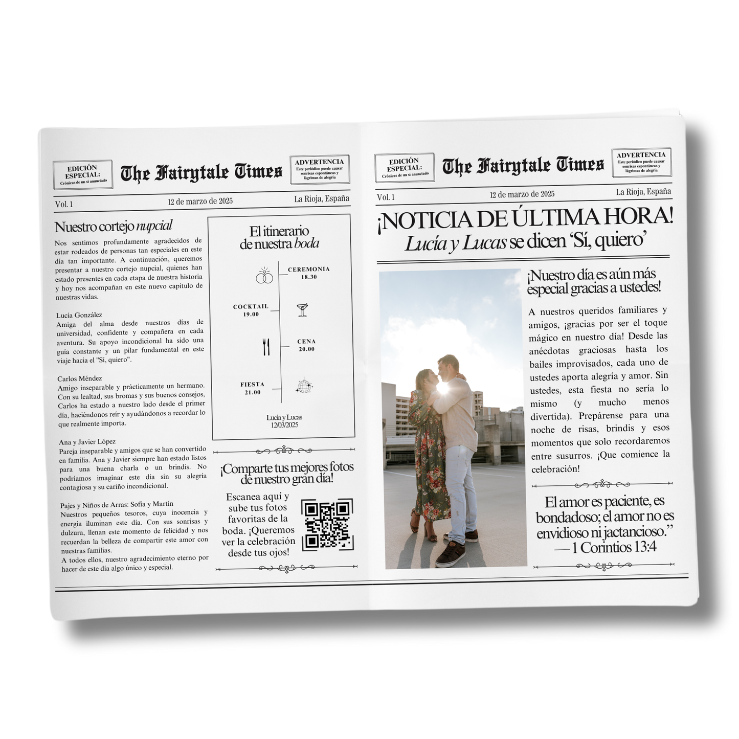 Periódico de Boda: Plantilla de Programa Personalizable
