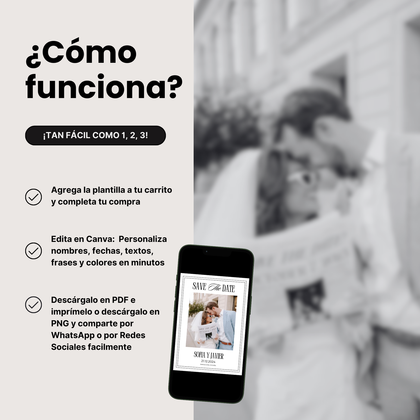 Plantilla de tarjeta 'Save the Date' - Personalizable en Canva