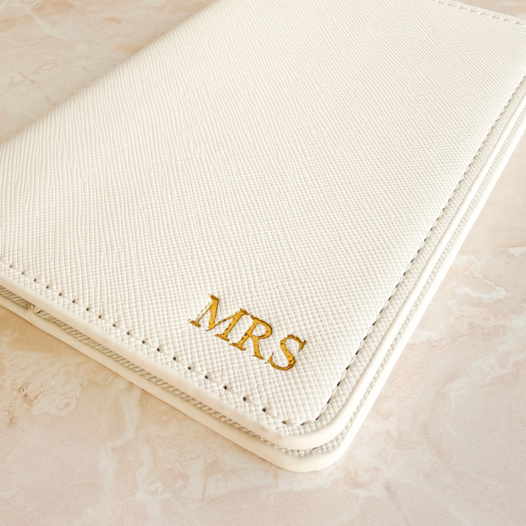 Set de viaje cuero blanco personalizado
