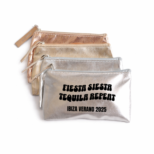 Bolsitos anti-resaca personalizados para despedida de soltera en dorado, plateado y bronce