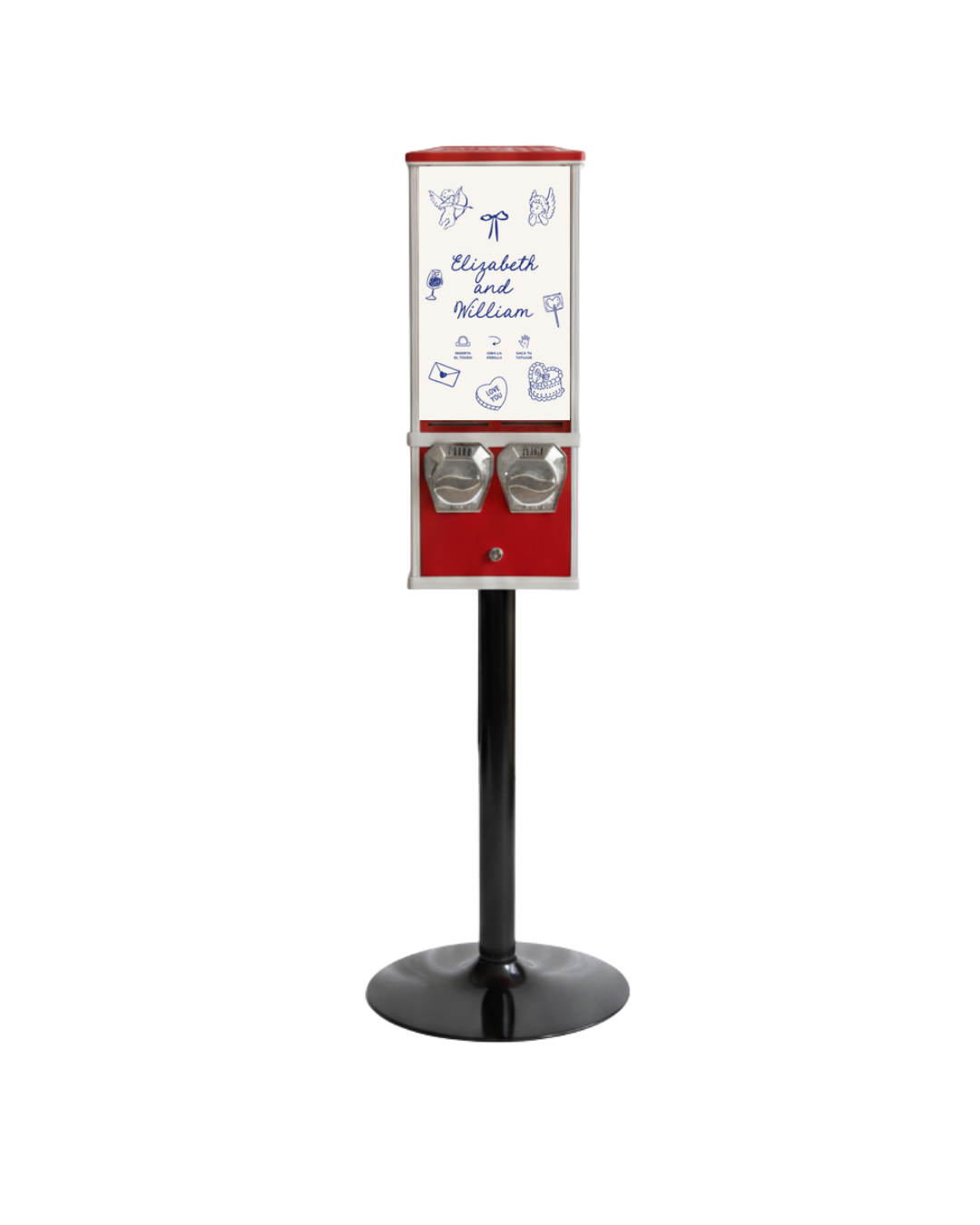 Love-tomatic máquina expendedora personalizada para bodas con diseño y stickers de la pareja