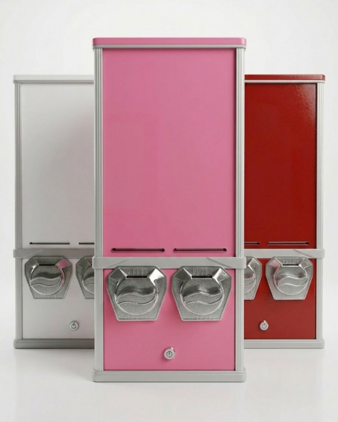 Máquina expendedora personalizable para bodas y eventos en tres colores - plateada, rosa y roja