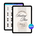 Seating plan de boda personalizable en Canva - plantilla digital editable con nombres y fecha