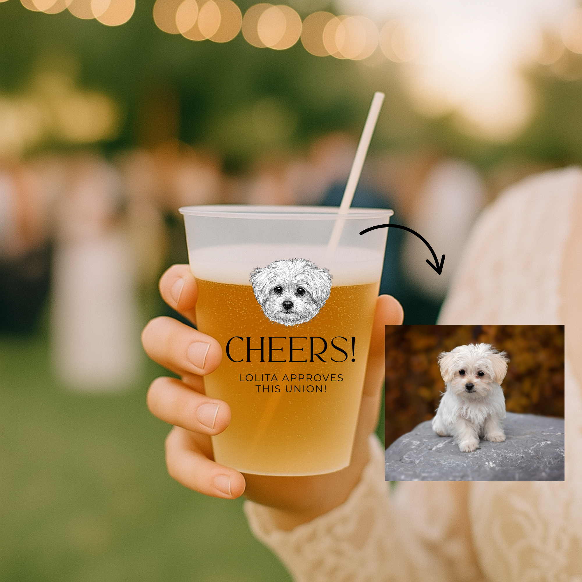 Vaso personalizado con ilustración de perro pequeño para boda - recuerdo original invitados