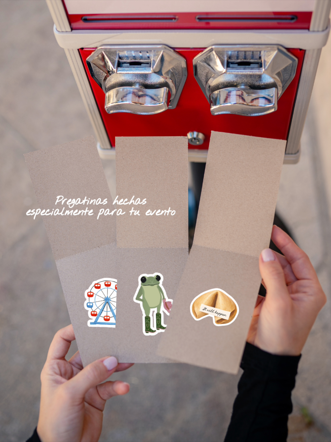 Contenido de cápsula de vending machine personalizada para boda - stickers y recuerdos únicos